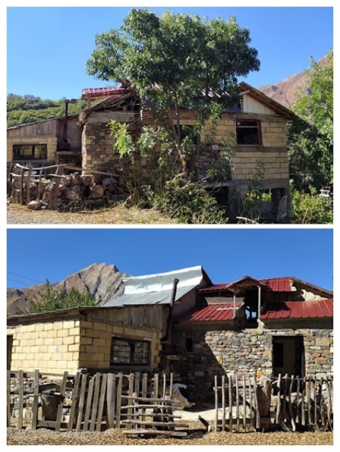 Alişan Karaaslan’ın, Pülümür Kovuklu köyünde, Tercan taşı ve akarsu kıyılarından topladığı taşlarla tek başına yaptığı ev 