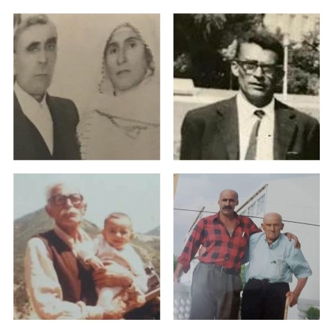 Soldan sağa ön sıra  Kamer Satık (1917-1994),  Hüseyin ve Kamer Canpolat. Arka sıra soldan sağa: ,  Kamber Canerik (1912-2005) ve eşi Mercan Canerik (1926-2014), İmam Fırat (Dede İmam, 1915-1978)