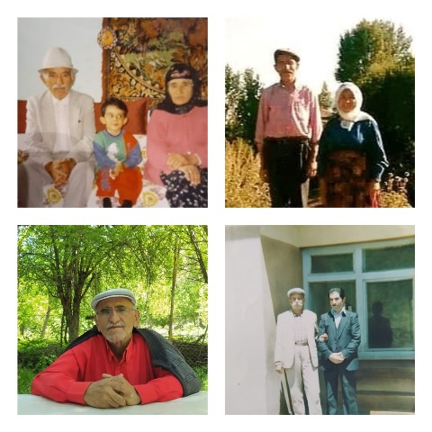 Soldan sağa ön sıra Kamer Güler (1949), Ahmet (Kamer) Fırat (1924-2014) ve Hıdır Canerik (1934). Üst sıra Hıdır Sadıkoğlu (Müdürağa, 1919-2002) ve ablası Emine Arslan (1911-2000), İsmail Sosun ve eşi Ayni (Zeynep) Sosun (Dönemin Pülümür Mezra Köyü Muhtarı ve İhtiyar Heyeti üyeleri)  