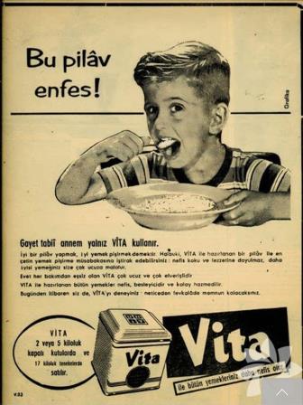 Zeytinyağı ve tereyağının vatanı Türkiye’yi zararlı bitkisel yağlara mecbur bırakanların yarattığı sahte mutluluk tablosu,  o yıllarda reklam panolarında sergilenmişti